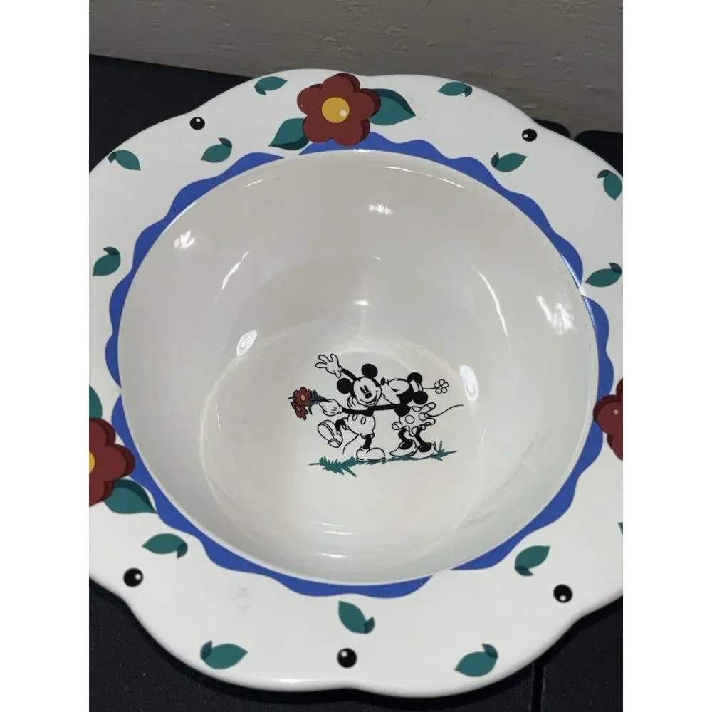 2 Vtg Pfaltzgraff Disney Mickey & Co. Mini Mouse Rimmed Bowls Scalloped Edge